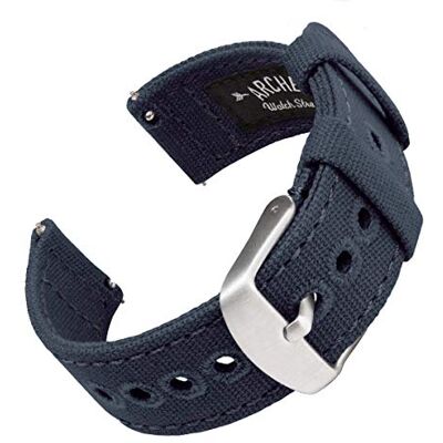 Archer Watch Straps Bracelets de Montre en Toile à Dégagement Rapide (Bleu Marine, 18mm) Archer Watch Straps Bracelets de Montre en Toile à Dégagement Rapide (Bleu Marine, 18mm)