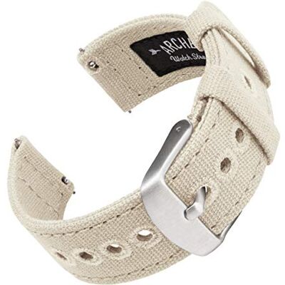 Archer Watch Straps Bracelets de Montre en Toile à Dégagement Rapide (Blanc Albâtre, 18mm) Archer Watch Straps Bracelets de Montre en Toile à Dégagement Rapide (Blanc Albâtre, 18mm)