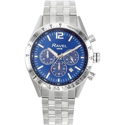 Ravel Pro Montre chronographe ronde en acier inoxydable avec date Étanche jusqu'à 100 m Quartz Analogique RPR Ravel Pro Montre chronographe ronde en acier inoxydable avec date Étanche jusqu'à 100 m Quartz Analogique RPR