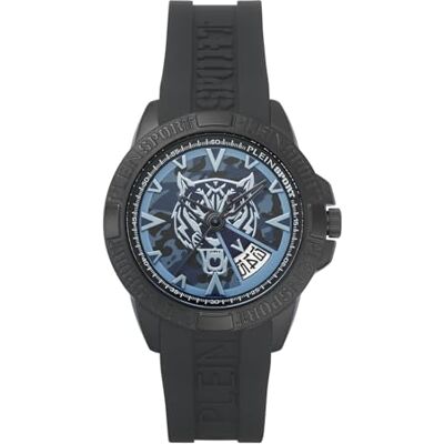 Philipp Plein Plein Sport Touchdown Montre analogique à quartz pour homme, Noir/B/Silicone Psfba0523, bracelet Philipp Plein Plein Sport Touchdown Montre analogique à quartz pour homme, Noir/B/Silicone Psfba0523, bracelet