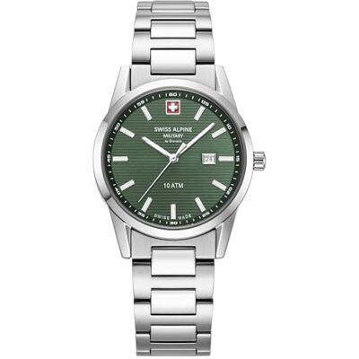 Alpine Montre analogique à quartz 7767.1 pour femme en acier inoxydable, Acier/acier/vert 1134sam, Bracelet Alpine Montre analogique à quartz 7767.1 pour femme en acier inoxydable, Acier/acier/vert 1134sam, Bracelet