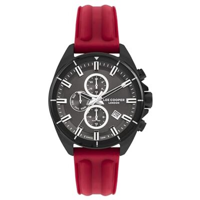 Lee Cooper Montre analogique pour homme avec cadran gris-LC07881.668, Rouge, Rouge Lee Cooper Montre analogique pour homme avec cadran gris-LC07881.668, Rouge, Rouge