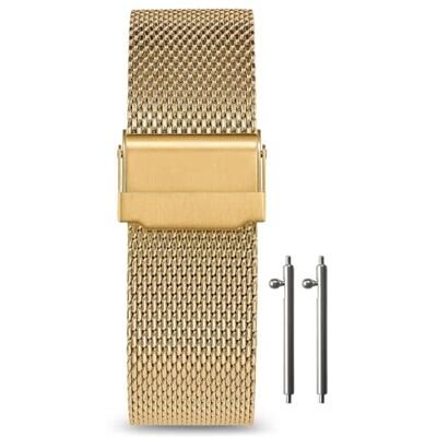 masar 19mm Gold Mesh 0.6mm Bracelet de Montre Maille Milanaise Milanais – Or Libération Rapide Acier Inoxydable LR masar 19mm Gold Mesh 0.6mm Bracelet de Montre Maille Milanaise Milanais – Or Libération Rapide Acier Inoxydable LR