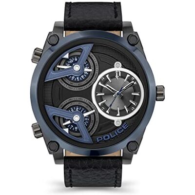 Police Watches Wing Montre Homme Analogique Quartz avec Bracelet Cuir PEWJA2117940, Noir, sangle Police Watches Wing Montre Homme Analogique Quartz avec Bracelet Cuir PEWJA2117940, Noir, sangle