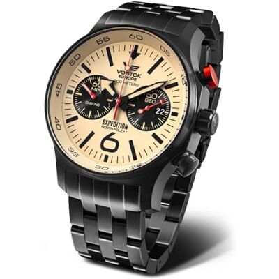 Vostok Europe Expedition Nordpol 1 Montre chronographe pour homme avec bracelet en acier inoxydable 595C644-B, Bracelet Vostok Europe Expedition Nordpol 1 Montre chronographe pour homme avec bracelet en acier inoxydable 595C644-B, Bracelet