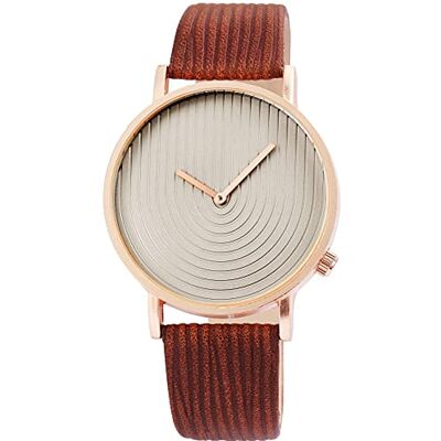 Excellanc Montre à quartz analogique pour femme En cuir synthétique Avec boucle ardillon 1900142, marron, sangle Excellanc Montre à quartz analogique pour femme En cuir synthétique Avec boucle ardillon 1900142, marron, sangle