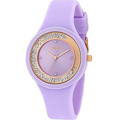 Liu Jo Luxury TLJ1423 Montre à quartz analogique pour femme avec bracelet en silicone, Violet/or rose, Lanières Liu Jo Luxury TLJ1423 Montre à quartz analogique pour femme avec bracelet en silicone, Violet/or rose, Lanières