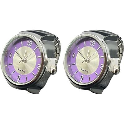 SLYHHZHMY 2 Bracelets De Montre à Quartz De Chargement Bracelet De Doigt De Mode élastique Rétractable Simple Cadran Rond, Violet, Moderne SLYHHZHMY 2 Bracelets De Montre à Quartz De Chargement Bracelet De Doigt De Mode élastique Rétractable Simple Cadran Rond, Violet, Moderne