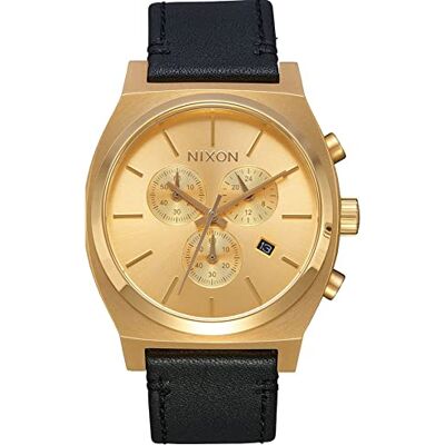 NIXON Montre chronographe à quartz pour homme avec bracelet en cuir A1164-510-00, or, Einheitsgröße, Bande NIXON Montre chronographe à quartz pour homme avec bracelet en cuir A1164-510-00, or, Einheitsgröße, Bande