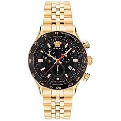 Versace Hellenyium VE2U006 22 Montre chronographe pour homme avec bracelet en acier inoxydable Doré Versace Hellenyium VE2U006 22 Montre chronographe pour homme avec bracelet en acier inoxydable Doré