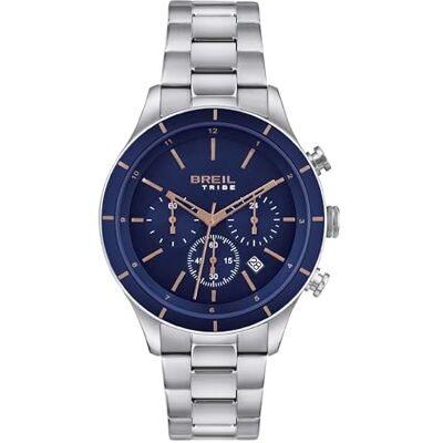 BREIL Montre Collection Dude Chrono quarzwerk e taucherverschluss mit sicherheitsschaltflächen pour Homme, Argenté, taille unique, Bracelet BREIL Montre Collection Dude Chrono quarzwerk e taucherverschluss mit sicherheitsschaltflächen pour Homme, Argenté, taille unique, Bracelet