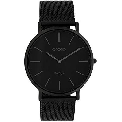 Oozoo Montre Vintage Femme Bracelet Métal Milanais Acier Inoxydable Massif 40 mm Noir, Sangles Oozoo Montre Vintage Femme Bracelet Métal Milanais Acier Inoxydable Massif 40 mm Noir, Sangles