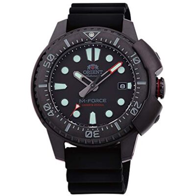 Orient M-Force Montre-bracelet automatique pour homme à remontage manuel mécanique sportif, Silicone noir, bracelet Orient M-Force Montre-bracelet automatique pour homme à remontage manuel mécanique sportif, Silicone noir, bracelet