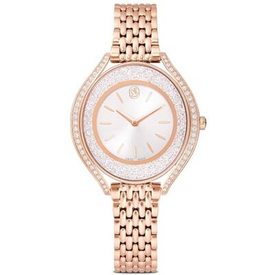 Swarovski Montre Crystalline aura, Fabriqué en Suisse, Bracelet en métal, Ton or rose, Finition or rose Swarovski Montre Crystalline aura, Fabriqué en Suisse, Bracelet en métal, Ton or rose, Finition or rose