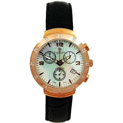 CHRISTINA London 124RWBL Montre chronographe à quartz avec bracelet en cuir pour femme, Bracelet CHRISTINA London 124RWBL Montre chronographe à quartz avec bracelet en cuir pour femme, Bracelet