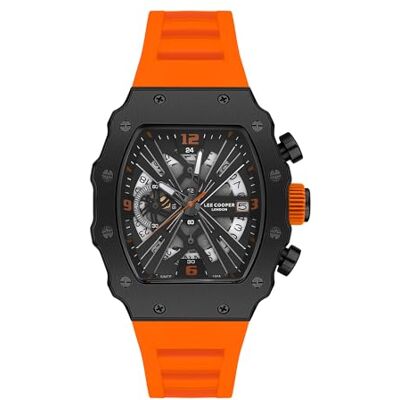 Lee Cooper Homme Analogique Quartz Montre avec Bracelet en Silicone LC08062.657, Orange, Sangle Lee Cooper Homme Analogique Quartz Montre avec Bracelet en Silicone LC08062.657, Orange, Sangle