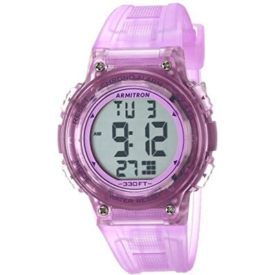 Armitron 45/7086 Montre de sport à chronographe numérique, avec bracelet en résine, pour femme, Violet Armitron 45/7086 Montre de sport à chronographe numérique, avec bracelet en résine, pour femme, Violet