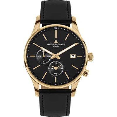 JACQUES LEMANS Montre analogique à quartz pour homme avec bracelet doré 1-2125C JACQUES LEMANS Montre analogique à quartz pour homme avec bracelet doré 1-2125C
