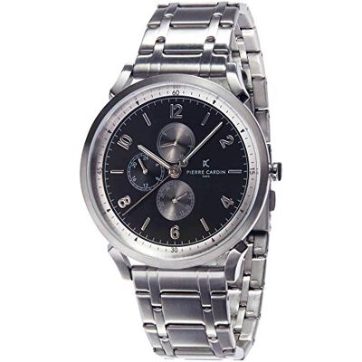 Pierre Cardin Montre Homme Multi-Cadrans Quartz Pigalle Nine, Argent/Noir, bracelet Pierre Cardin Montre Homme Multi-Cadrans Quartz Pigalle Nine, Argent/Noir, bracelet