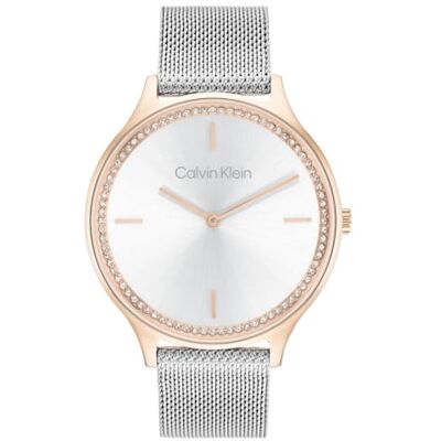 Calvin Montre À Mouvement Quartz Deux Aiguilles pour Femme Collection CK TIMELESS avec Bracelet Milanais en Acier Inoxydable Argenté 25100006 Calvin Montre À Mouvement Quartz Deux Aiguilles pour Femme Collection CK TIMELESS avec Bracelet Milanais en Acier Inoxydable Argenté 25100006
