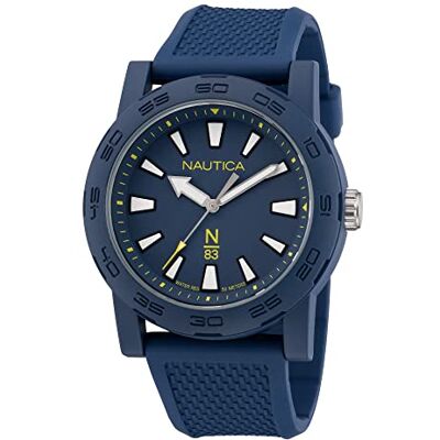 Nautica N83 N83 Ayia Triada Montre pour homme avec bracelet en fibre PU Bleu blé (modèle : NAPATF202), bleu, Sangle Nautica N83 N83 Ayia Triada Montre pour homme avec bracelet en fibre PU Bleu blé (modèle : NAPATF202), bleu, Sangle