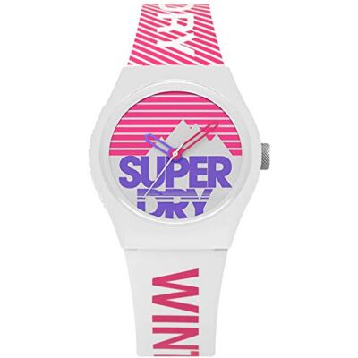 Superdry Montre à quartz analogique pour femme avec bracelet en silicone SYL255WP Superdry Montre à quartz analogique pour femme avec bracelet en silicone SYL255WP