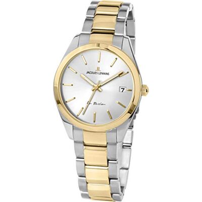 JACQUES LEMANS Montre Femme La Passion 1-2084, Bracelet en acier inoxydable argenté/cadran blanc, Bracelet JACQUES LEMANS Montre Femme La Passion 1-2084, Bracelet en acier inoxydable argenté/cadran blanc, Bracelet