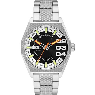 Diesel Scraper montre pour homme, mouvement à quartz avec bracelet en silicone, acier inoxydable ou cuir Diesel Scraper montre pour homme, mouvement à quartz avec bracelet en silicone, acier inoxydable ou cuir