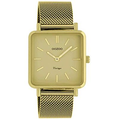 Oozoo C20010 Golden Sun Montre carrée pour femme avec bracelet milanais Doré 29 x 29 mm, Doré, Bracelet Oozoo C20010 Golden Sun Montre carrée pour femme avec bracelet milanais Doré 29 x 29 mm, Doré, Bracelet