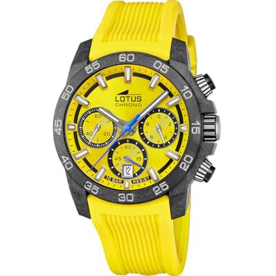 Lotus Montre pour Homme 18974/5 Chrono Boîtier en Fibre de Carbone Noir Bracelet en Caoutchouc Jaune, Jaune, sangle Lotus Montre pour Homme 18974/5 Chrono Boîtier en Fibre de Carbone Noir Bracelet en Caoutchouc Jaune, Jaune, sangle