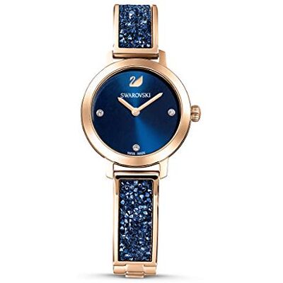 Swarovski Montre Cosmic Rock, Bracelet en métal, Bleu, PVD doré rose Swarovski Montre Cosmic Rock, Bracelet en métal, Bleu, PVD doré rose