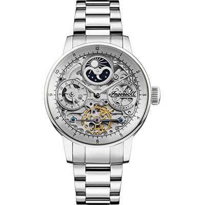 Ingersoll The Jazz Montre automatique pour homme avec cadran squelette et bracelet en acier inoxydable 42 mm, argenté, Standardgröße, Moderne Ingersoll The Jazz Montre automatique pour homme avec cadran squelette et bracelet en acier inoxydable 42 mm, argenté, Standardgröße, Moderne