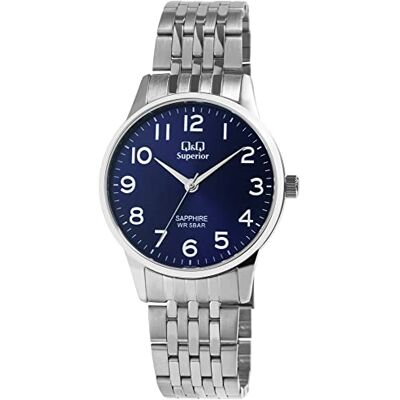 Q&Q Superior S280J205Y Montre analogique à quartz pour homme en acier inoxydable avec verre saphir 5 bars, Silberfarbig, Classique, Silberfarbig, Classique Q&Q Superior S280J205Y Montre analogique à quartz pour homme en acier inoxydable avec verre saphir 5 bars, Silberfarbig, Classique, Silberfarbig, Classique
