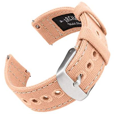Archer Watch Straps Bracelets de Montre en Toile à Dégagement Rapide (Saumon Clair, 18mm) Archer Watch Straps Bracelets de Montre en Toile à Dégagement Rapide (Saumon Clair, 18mm)