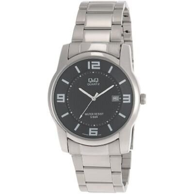 Q&Q A438J205Y Montre Homme Quartz Analogique Bracelet Acier Inoxydable Argent, Noir/Argent, bracelet Q&Q A438J205Y Montre Homme Quartz Analogique Bracelet Acier Inoxydable Argent, Noir/Argent, bracelet