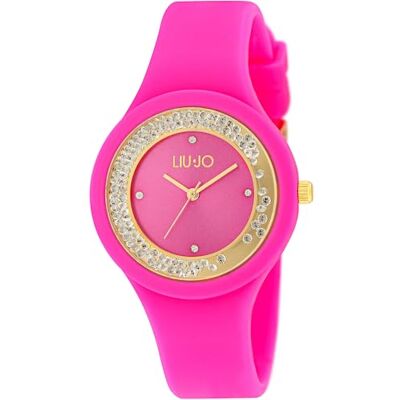 Liu Jo LiuJo TLJ1424 Montre à quartz analogique pour femme avec bracelet en silicone, Fuchsia/doré., sangle Liu Jo LiuJo TLJ1424 Montre à quartz analogique pour femme avec bracelet en silicone, Fuchsia/doré., sangle