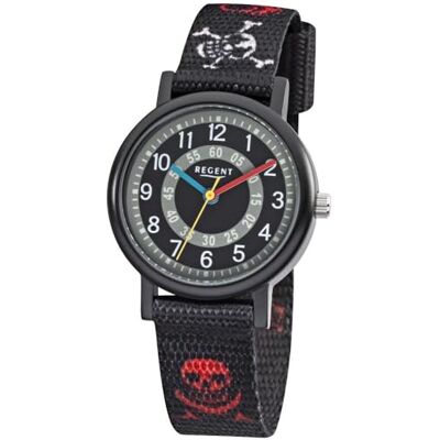REGENT 12400246 Montre Bracelet en Tissu Noir, Noir, sangle REGENT 12400246 Montre Bracelet en Tissu Noir, Noir, sangle