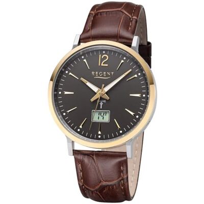 REGENT 11030179 Montre à quartz analogique et numérique avec bracelet en cuir pour homme REGENT 11030179 Montre à quartz analogique et numérique avec bracelet en cuir pour homme