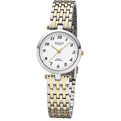 REGENT Montres Femme Analogique Quartz 32018681, Argenté/doré, Bracelet REGENT Montres Femme Analogique Quartz 32018681, Argenté/doré, Bracelet