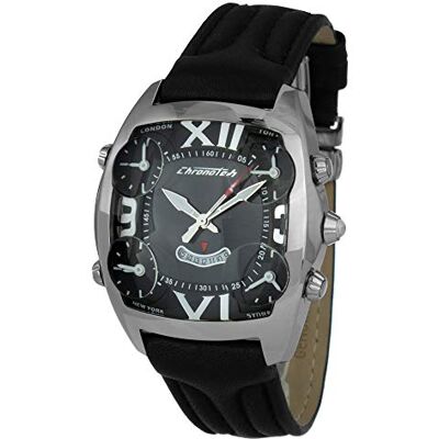 Chronotech Montre analogique pour homme à quartz avec bracelet en cuir CT7677M-02, Sangle Chronotech Montre analogique pour homme à quartz avec bracelet en cuir CT7677M-02, Sangle