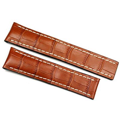 RIOS1931 RIOS 1931 Allemand 20 mm Cuir de veau pour bracelet de montre Breitling Boucle déployante Alligator Grain marron RIOS1931 RIOS 1931 Allemand 20 mm Cuir de veau pour bracelet de montre Breitling Boucle déployante Alligator Grain marron