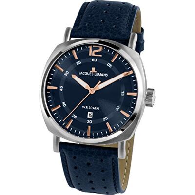 JACQUES LEMANS Lugano 1-1943C Montre pour homme en acier inoxydable massif JACQUES LEMANS Lugano 1-1943C Montre pour homme en acier inoxydable massif