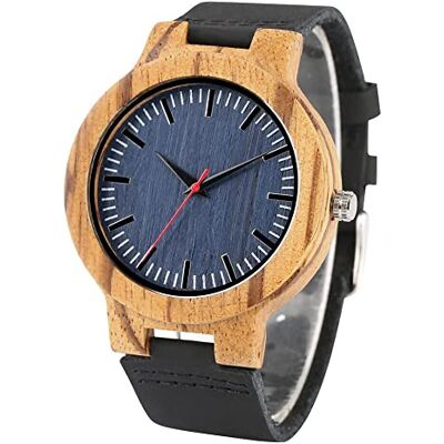 INGRAX Montres Nature Stripe Bois Montre-Bracelet Hommes Simple Bambou WoodenLeather Band Montres Femmes Unisexe Horloge Heure Cadeaux pour Noël, Wood Watch C INGRAX Montres Nature Stripe Bois Montre-Bracelet Hommes Simple Bambou WoodenLeather Band Montres Femmes Unisexe Horloge Heure Cadeaux pour Noël, Wood Watch C