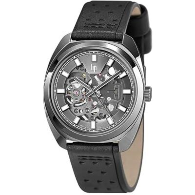 Lip Général De Gaulle 39 Montre Homme Automatique Acier Gris Cuir Noir 671381, sangle Lip Général De Gaulle 39 Montre Homme Automatique Acier Gris Cuir Noir 671381, sangle