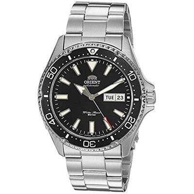 Orient Kamasu Montre de plongée automatique japonaise en acier inoxydable pour homme, Noir Bracelet en métal, 41.8 mm, Montre de plongée Orient Kamasu Montre de plongée automatique japonaise en acier inoxydable pour homme, Noir Bracelet en métal, 41.8 mm, Montre de plongée