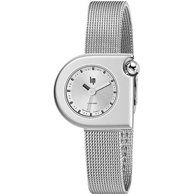 Lip Montre Mach 2000 Mini Moon Maille Milanaise Argentée, bracelet Lip Montre Mach 2000 Mini Moon Maille Milanaise Argentée, bracelet