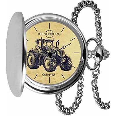 KIESENBERG Montre de poche vintage en argent cadeau personnalisé pour New Holland T8 Tier-4B Tracteur Tracteur Tracteur Montre TA-5709, argenté KIESENBERG Montre de poche vintage en argent cadeau personnalisé pour New Holland T8 Tier-4B Tracteur Tracteur Tracteur Montre TA-5709, argenté