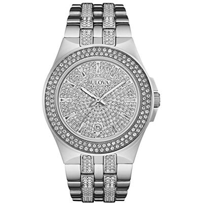 Bulova Montre à quartz analogique pour homme avec bracelet en acier inoxydable 96B235, argenté, Cristal Quartz Argent Ton Acier Inoxydable Bracelet Cristal Bulova Montre à quartz analogique pour homme avec bracelet en acier inoxydable 96B235, argenté, Cristal Quartz Argent Ton Acier Inoxydable Bracelet Cristal