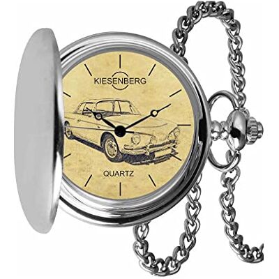 KIESENBERG Montre de poche vintage en argent cadeau personnel pour Karmann GHIA Type 34 Montre homme TA-5456, argenté KIESENBERG Montre de poche vintage en argent cadeau personnel pour Karmann GHIA Type 34 Montre homme TA-5456, argenté