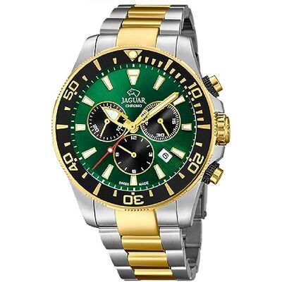 Jaguar J862/3 Montre de la Collection Executive avec boîtier de 43,5 mm Vert avec Bracelet en Acier Bicolore pour Homme, Classique Jaguar J862/3 Montre de la Collection Executive avec boîtier de 43,5 mm Vert avec Bracelet en Acier Bicolore pour Homme, Classique